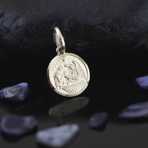 14K Baptism Necklace, 14K Solid Gold Baptism Necklace, 14K Catholic Medal, Religious Solid Gold Necklace, Baptism Necklace, Godmother Gift