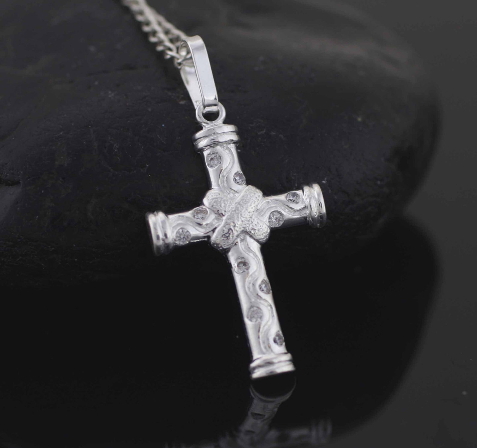 Cross Necklace Sterling Silver Cross Necklace Silver Cross - Etsy