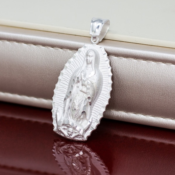 Médaille Notre-Dame de Guadalupe en argent sterling, Images de la Virgen de Guadalupe, Collier de la Vierge Marie en argent sterling, Collier Guadalupana