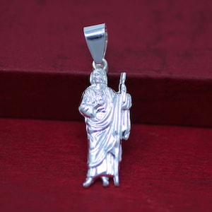 Sterling Silver St Jude Necklace, Sterling Silver Saint Jude Apostle Necklace, St Jude Pendant, Silver St Jude Thaddeus Necklace