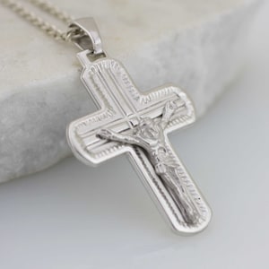 Cross Necklace, Sterling Silver Cross Necklace, Cross Pendants, Silver Italian Cross, Religious Jewelry, Silver Crucifix , Crucifix Charm