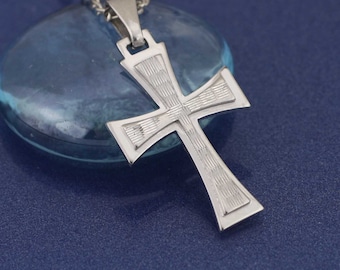 Cross Necklace, Sterling Silver Cross Necklace, Silver Cross, Silver Crucifix, Silver Cross Pendant, Medieval Cross, Men's Necklace