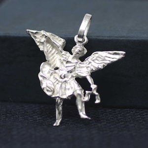 Saint Michael Archangel Necklace, Sterling Silver St. Michael Necklace, Silver St.Michael Charm, Silver Oxidized Saint Michael Figure