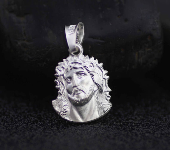 OHAYOO Collana Uomo Con Medaglia Gesù In Argento Sterling 925 - Ciondolo Rotondo Protezione, Regalo Religioso