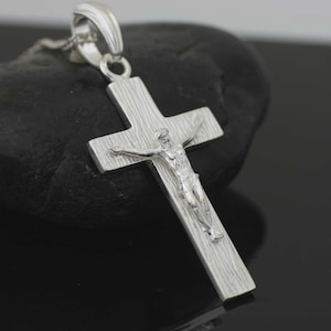 Solid Cross Necklace, Heavy Cross Necklace, Men&#39;s Necklace, Sterling Silver Cross Necklace, Cross Pendants, Silver Crucifix, Cruz de Plata