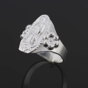 Silver Guadalupe Ring, Our Lady Guadalupe Ring, Sterling Silver 925 ...