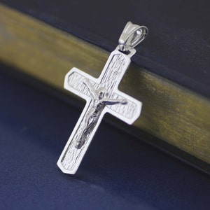 Sterling Silver Cross Necklace, Medieval Cross Necklace, Crucifix Cross Pendant, Solid Silver Cross Necklace, Silver Crucifix Necklace