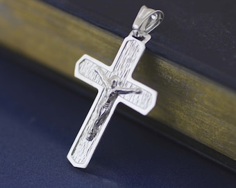 Sterling Silver Cross Necklace, Medieval Cross Necklace, Crucifix Cross Pendant, Solid Silver Cross Necklace, Silver Crucifix Necklace