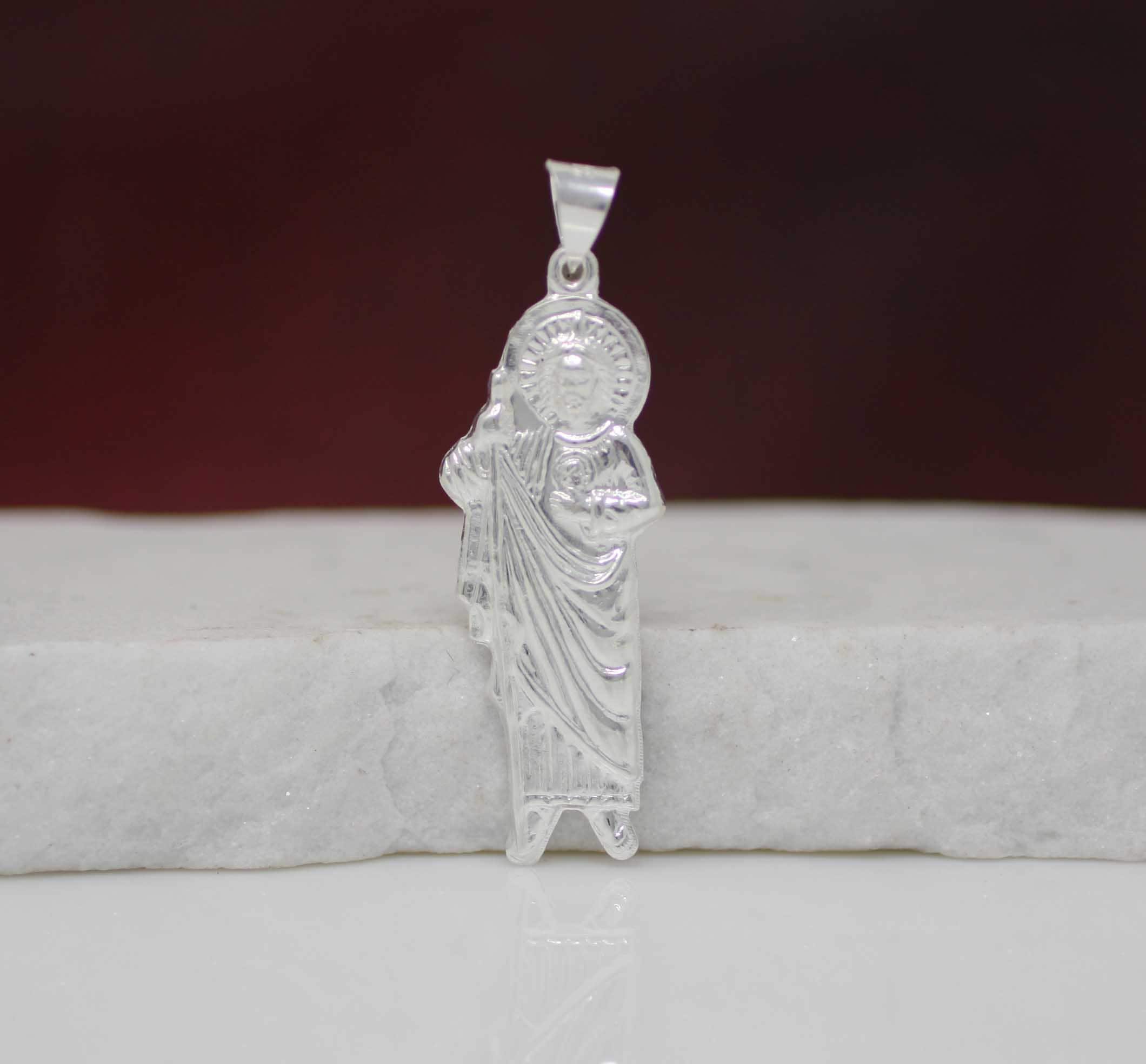 Sterling Silver St Jude Necklace Sterling Silver Saint Jude Etsy