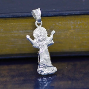 Divino Nino Necklace, Small Child Jesus Miraculous, Sterling Silver Divine Child Necklace, Divino Niño Pendant, Baby Jesus Silver Necklace
