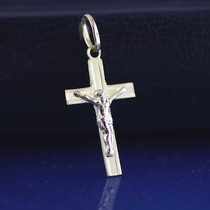 14k Gold Solid Cross Necklace, Gold Cross Necklace, Small Cross Pendant, 14K Cross Necklace, Solid Gold Cross, First Communion
