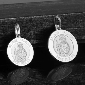 Sterling Silver Saint Jude Necklace, Silver St Jude Medal Necklace, Silver Saint Jude Medal, Saint of Hope and Impossible Causes