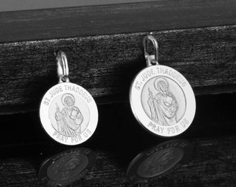 Sterling Silver Saint Jude Necklace, Silver St Jude Medal Necklace, Silver Saint Jude Medal, Saint of Hope and Impossible Causes