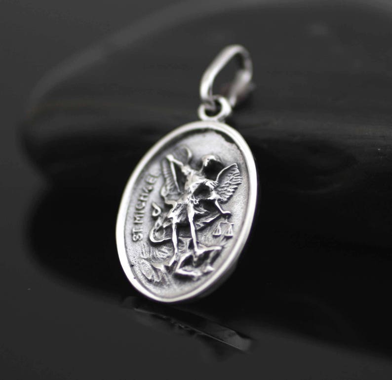 Saint Michael Medal Sterling Silver St Michael Archangel With | Etsy