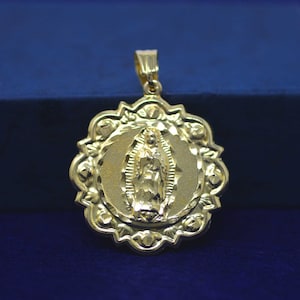 Sacred Heart of Jesus Medal, Gold Plated Double Side Medal, Our Lady of Guadalupe, Guadalupe with Sacred Heart