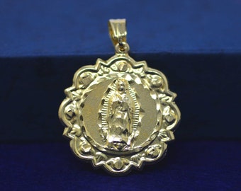 Sacred Heart of Jesus Medal, Gold Plated Double Side Medal, Our Lady of Guadalupe, Guadalupe with Sacred Heart