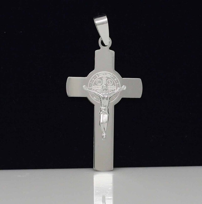 Sterling Silver Saint Benedict Necklace Catholic Necklace Silver St Benedict St Benedict Shining Cross Necklace Saint Benedict Cross