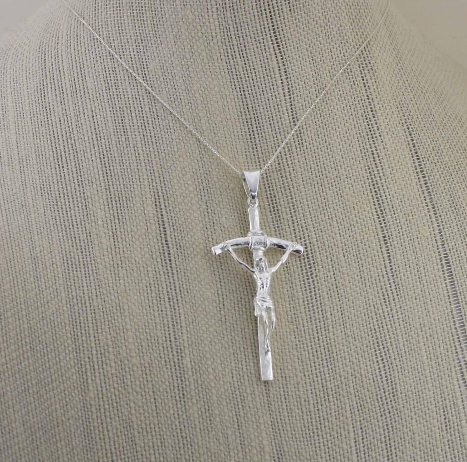 Silver Large Cross Necklace Sterling Silver Large Crucifix Etsy UK