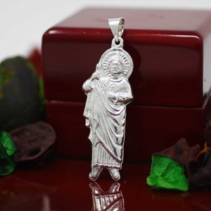 Sterling Silver St Jude Necklace, Sterling Silver Saint Jude Apostle Necklace, St Jude Pendant, Silver St Jude Thaddeus Necklace