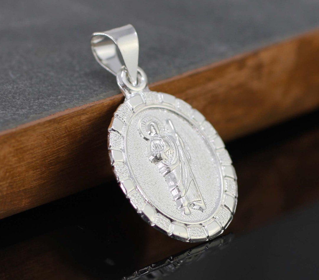 Silver Saint Jude Medal, Sterling Silver St Jude Medal, Saint Jude Oval ...