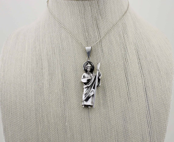 Sterling Silver San Judas Cade 925 Sterling Silver Mens BIG St Jude San ...