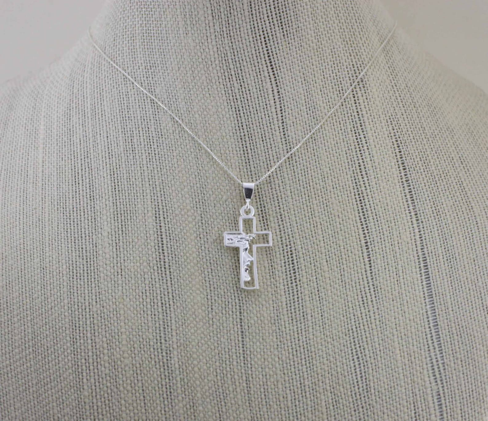 Silver Cross Necklace Sterling Silver Small Cross Necklace Etsy