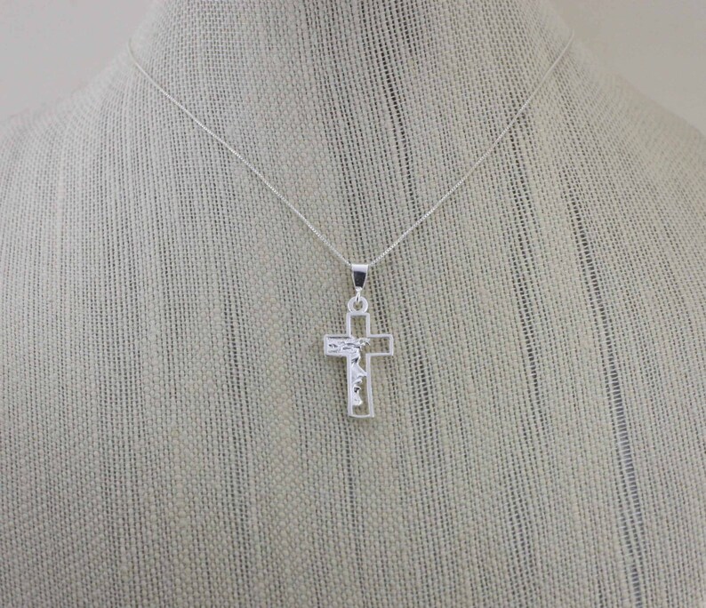 Silver Cross Necklace Sterling Silver Small Cross Necklace Etsy