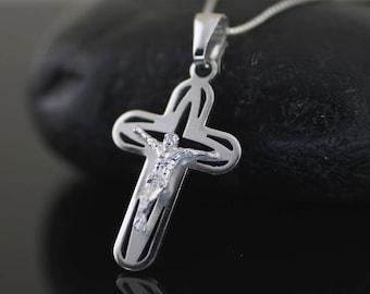 Sterling Rosary Crucifix Necklace Signed Catholic Jewelry