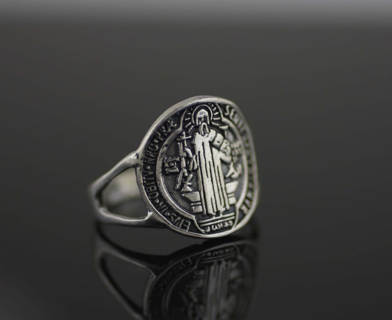 St Benedict Ring, Sterling Silver Saint Benedict Ring, Sterling Silver ...