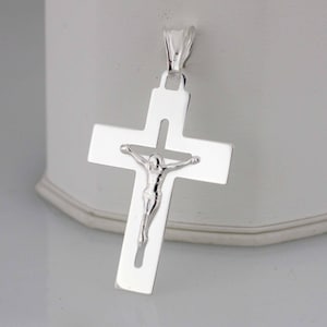 Silver Cross Necklace, Medieval Cross Necklace, Crucifix Cross Pendant, Solid Silver Cross Necklace, Silver Crucifix Necklace, Light Cross