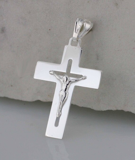 Silver Cross Necklace Medieval Cross Necklace Crucifix Cross