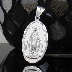 The Miraculous Necklace, Sterling Silver Holy Mary Pendant, Silver Religious Medal, La Milagrosa, Miraculous Medal, Mary Medal Necklace