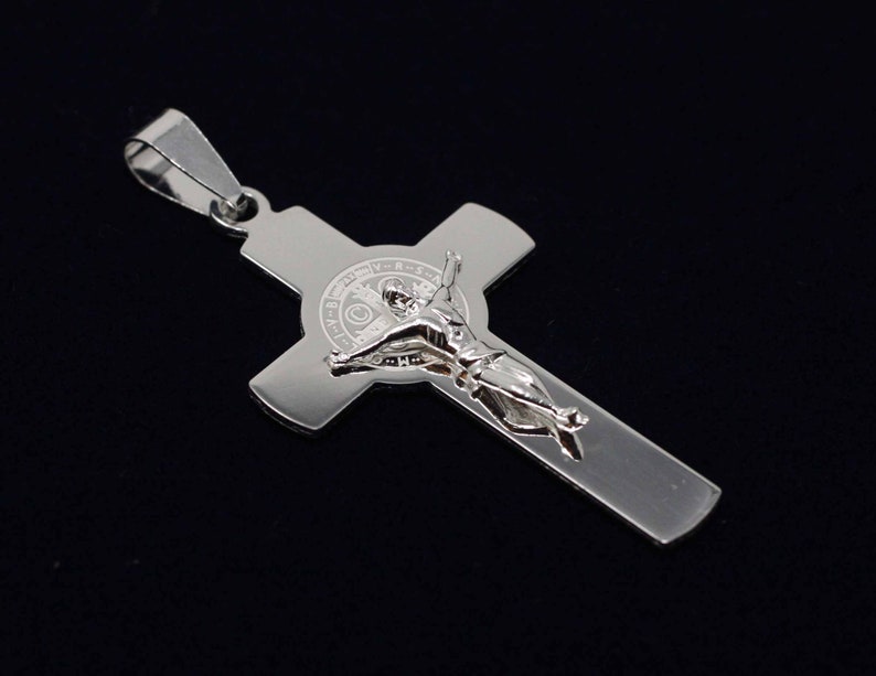 Sterling Silver Saint Benedict Necklace Catholic Necklace Silver St Benedict St Benedict Shining Cross Necklace Saint Benedict Cross