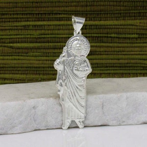 Sterling Silver St Jude Necklace, Sterling Silver Saint Jude Apostle Necklace, St Jude Pendant, Silver St Jude Thaddeus Necklace