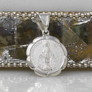 The Miraculous Necklace, Sterling Silver Holy Mary Pendant, Silver Religious Medal, La Milagrosa, Miraculous Medal, Mary Medal Necklace