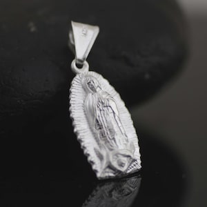 Sterling Silver Our Lady of Guadalupe Medal, Virgen de Guadalupe Images, Sterling Silver Virgin Mary Necklace, Guadalupana Necklace