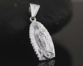 Sterling Silver Our Lady of Guadalupe Medal, Virgen de Guadalupe Images, Sterling Silver Virgin Mary Necklace, Guadalupana Necklace