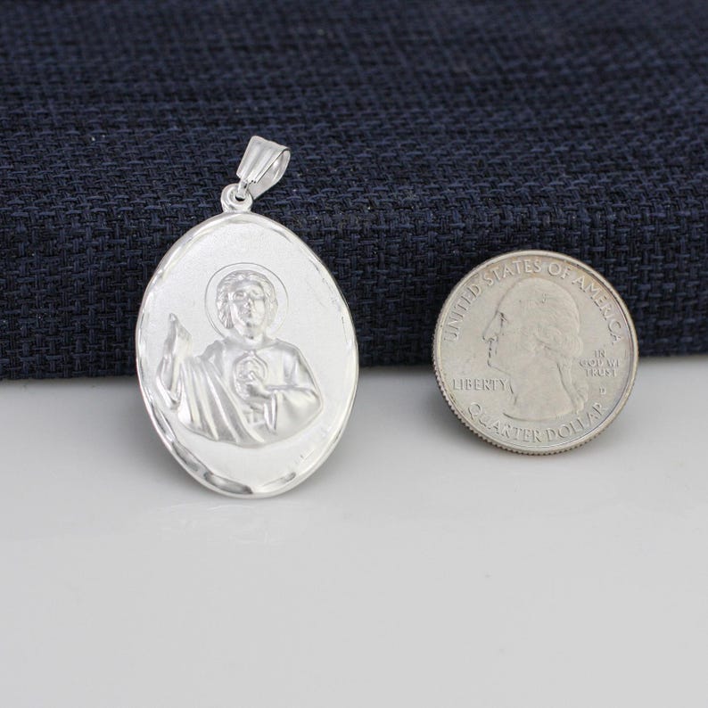 St. Jude Oval Medal, St Jude Square Necklace, Sterling Silver St Jude ...