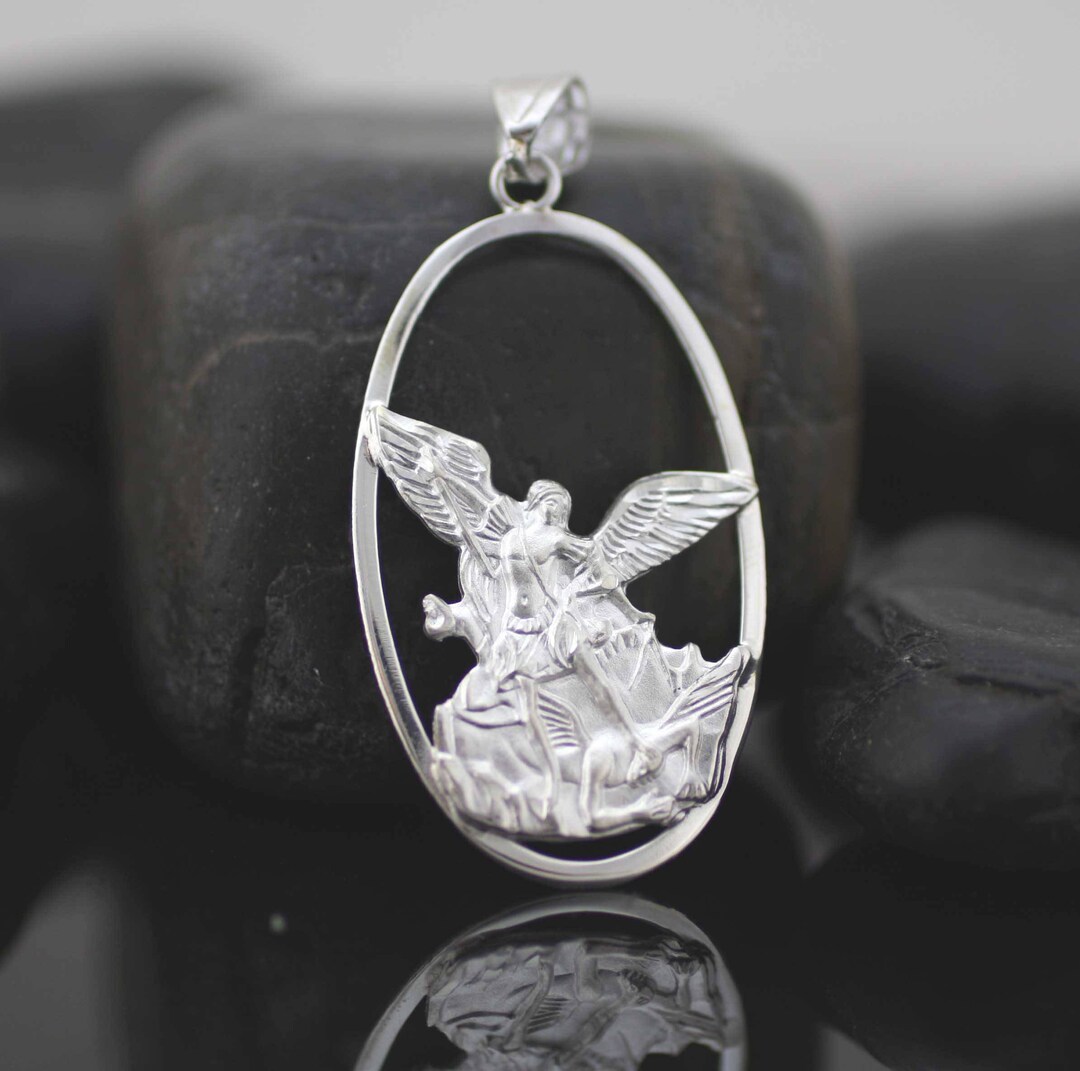 Saint Michael Archangel Necklace, Sterling Silver St. Michael Necklace ...