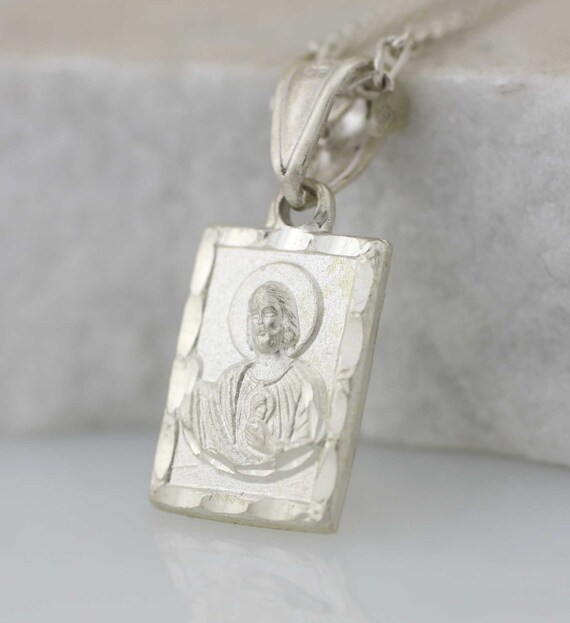 St Jude Medal Sterling Silver Small Necklace