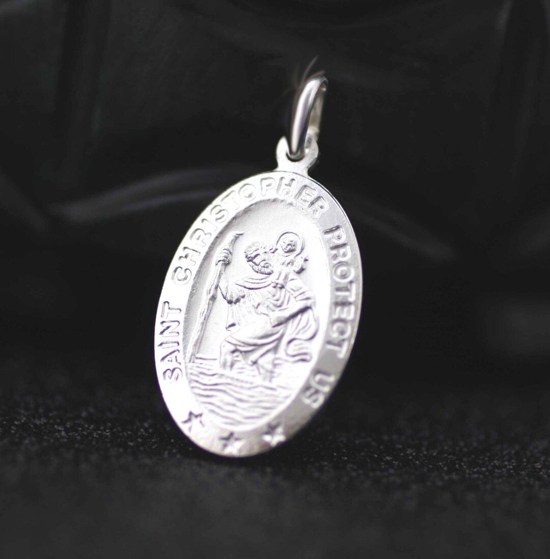 Silver Saint Christopher Necklace, Sterling Silver St Christopher Medal ...