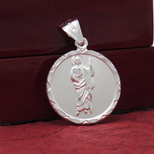 St. Jude Medal, Saint Jude Necklace, Sterling Silver St Jude Necklace, Silver Saint Jude Apostle Medal, Saint of Hope and Impossible Causes