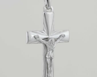 Colar de cruz, colar de cruz de prata esterlina, pingentes de cruz, cruz italiana de prata, joias religiosas, crucifixo de prata, pingente de crucifixo