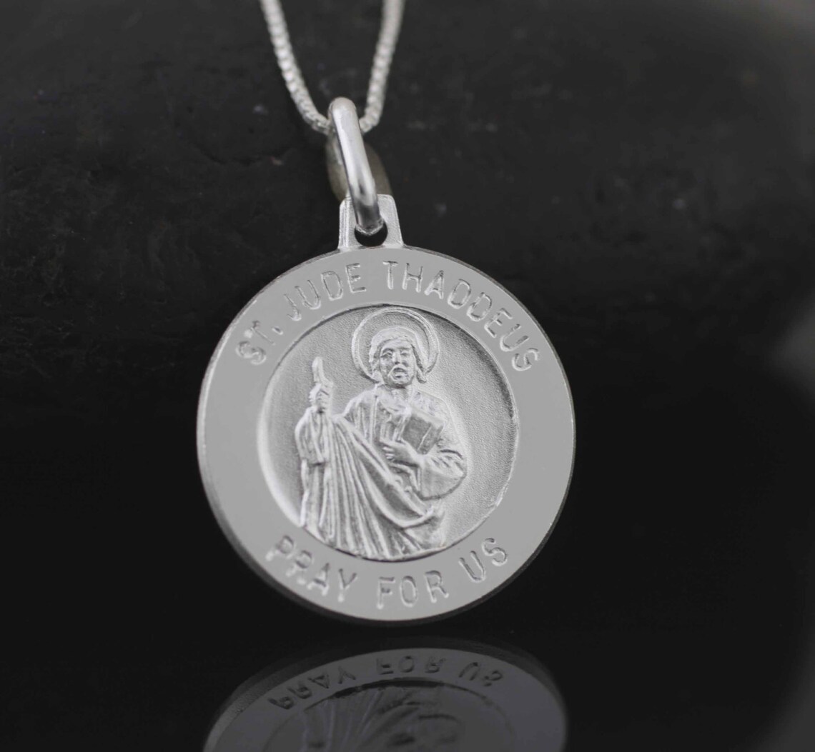 St. Jude Medal, Saint Jude Necklace, Sterling Silver St Jude Necklace ...