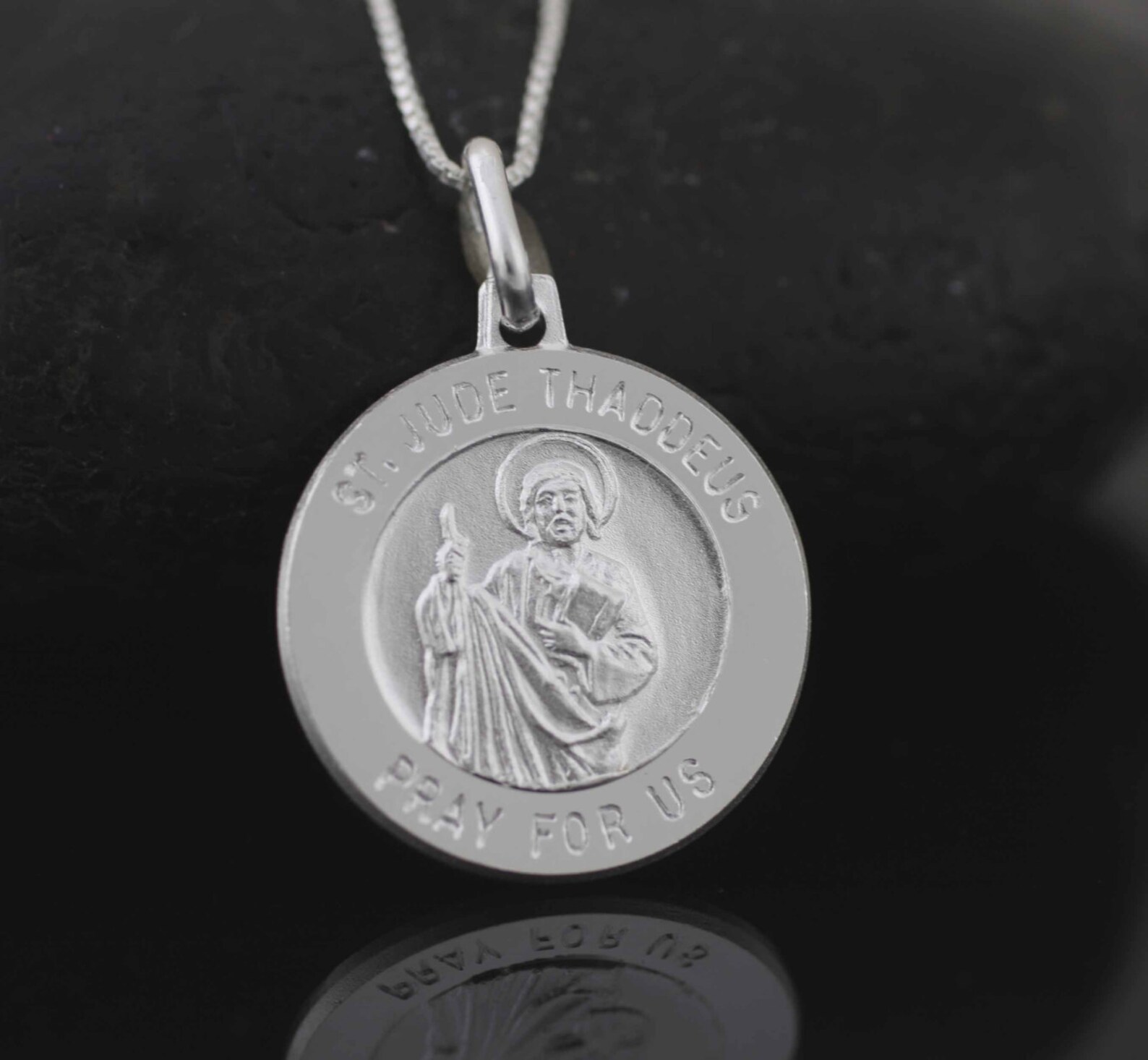 St. Jude Medal Saint Jude Necklace Sterling Silver St Jude Etsy