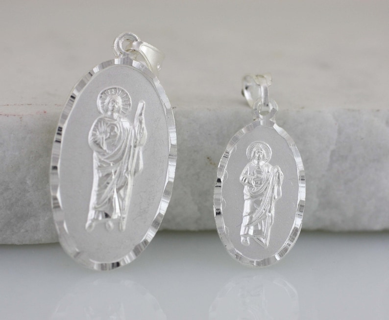 St. Jude Medal Saint Jude Necklace Sterling Silver St Jude - Etsy