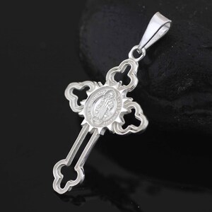 Saint Benedict Cross, St Benedict Cross Necklace, Sterling Silver Saint Benedict Necklace, Silver St Benedict, Catholic Necklace, San Benito