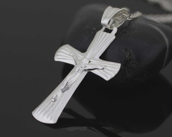Colar de cruz, colar de cruz de prata esterlina, pingentes de cruz, cruz italiana de prata, crucifixo de prata, pingente de crucifixo, cruz de prata
