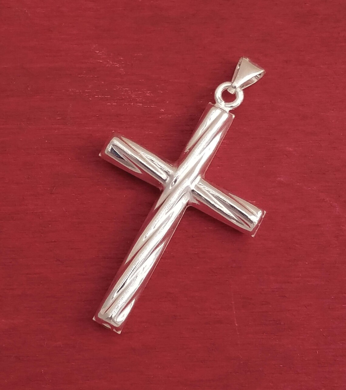 Sterling Silver Large Cross Necklace Silver Twisted Cross Etsy