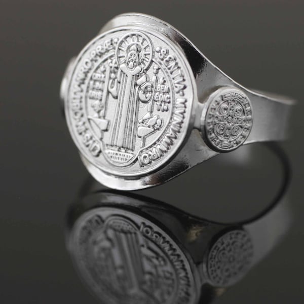 Saint Benedict Ring, Sterling Silver Saint Benedict Ring, Sterling Silver 925 San Benito, Sterling Silver St Benedict, Catholic Jewelry